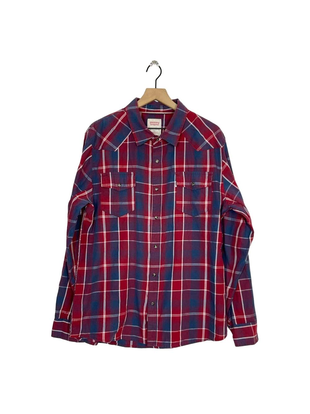 Levi's Men's Size XL Plaid Pearl Snap Long Sleeve Button Down Shirt